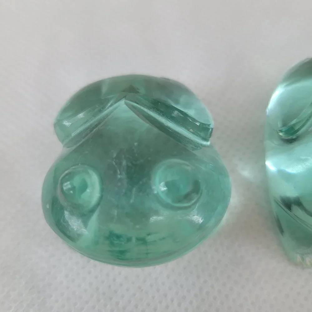 Art Glass Frog Pair - Paperweights or Decor Aqua Blue-Green - Picture 8 of 13